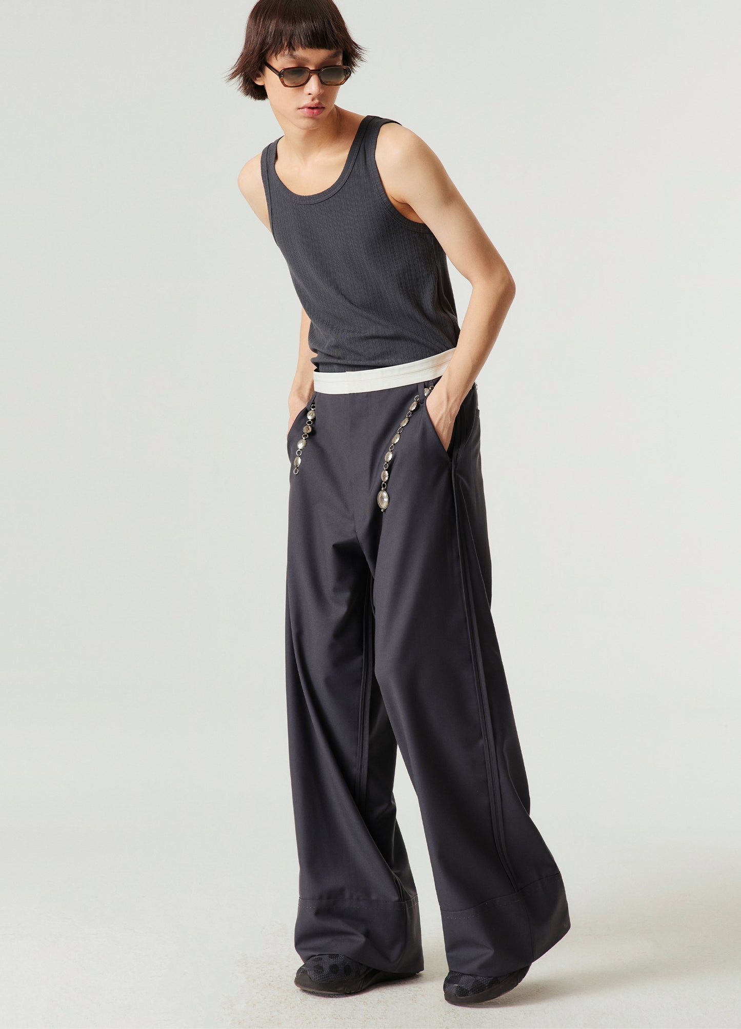 Reverse Seam Wide Leg Trousers