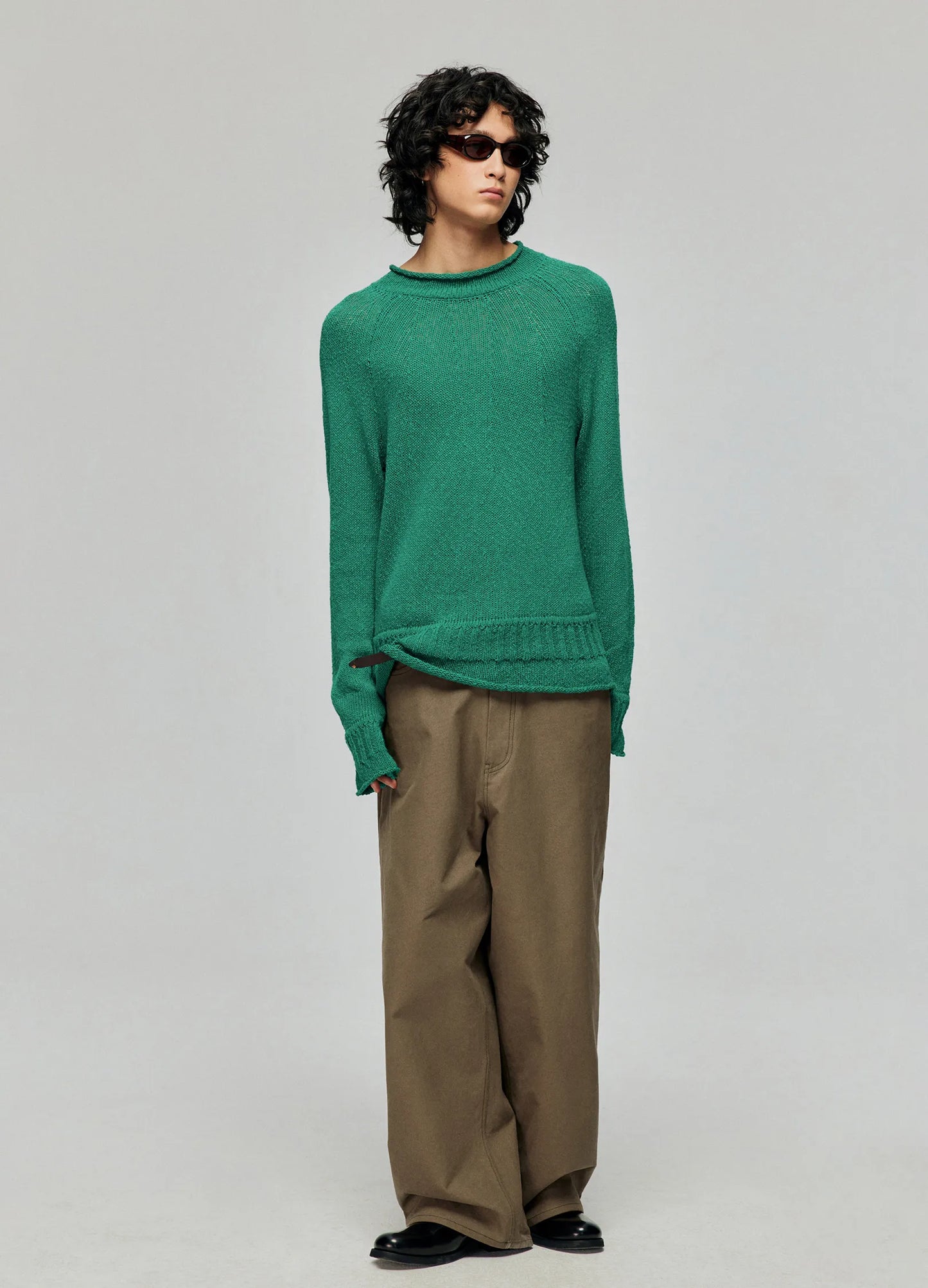 Rolled Edge Knit Sweater