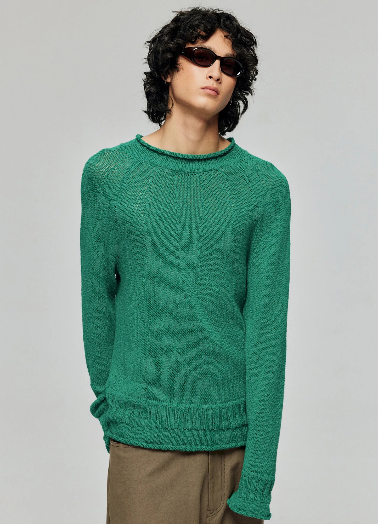 Rolled Edge Knit Sweater