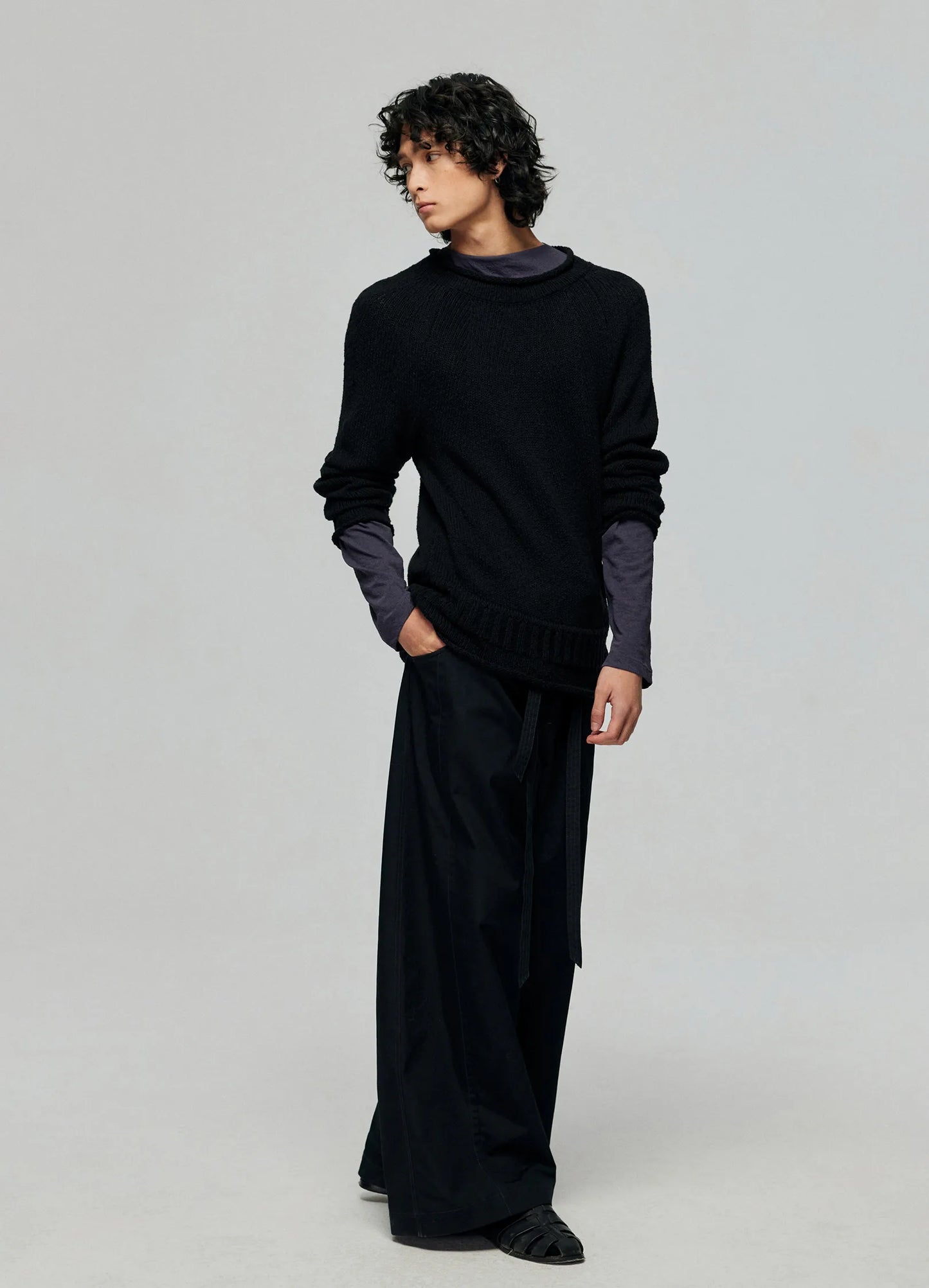 Rolled Edge Knit Sweater