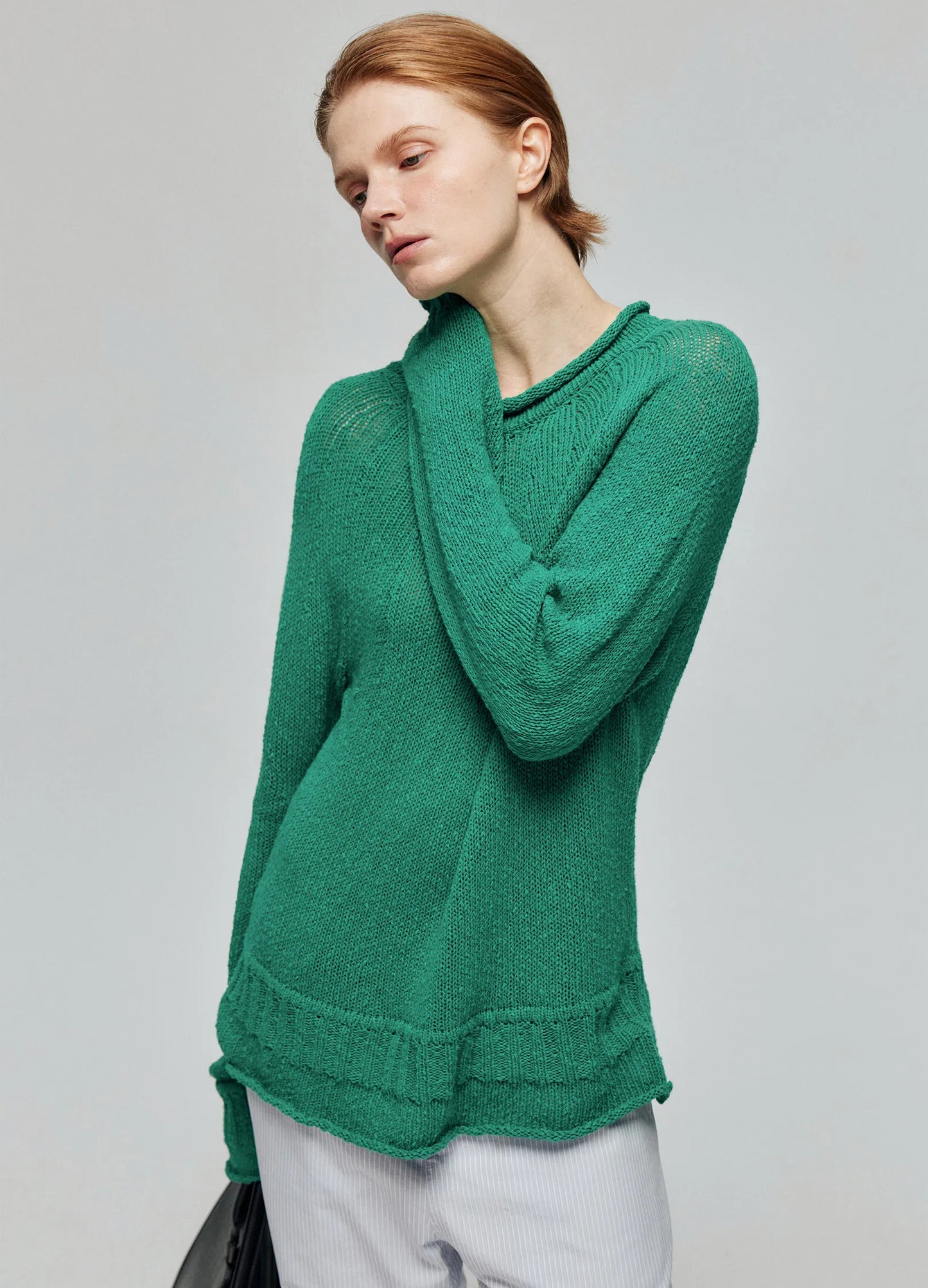 Rolled Edge Knit Sweater