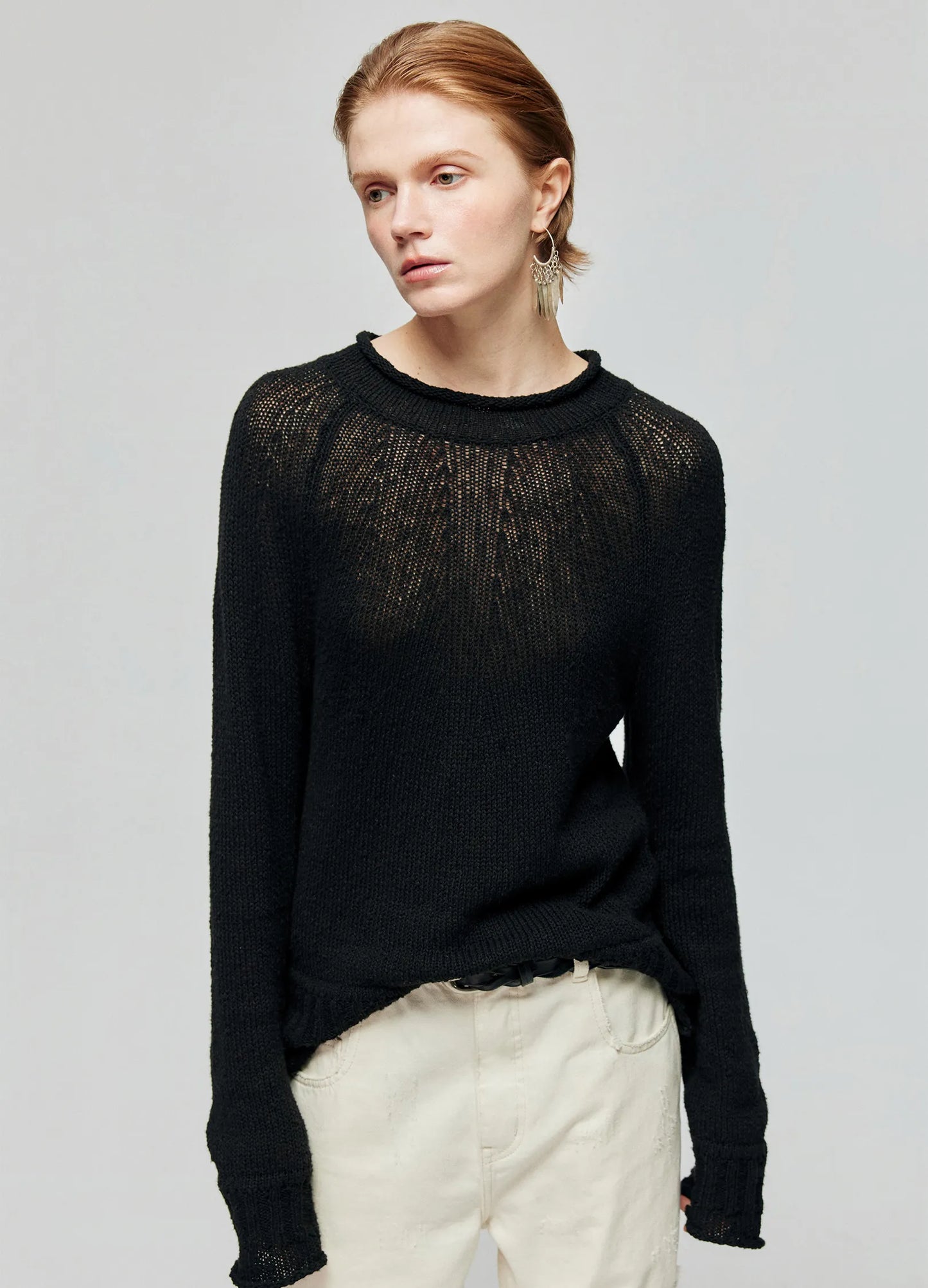 Rolled Edge Knit Sweater