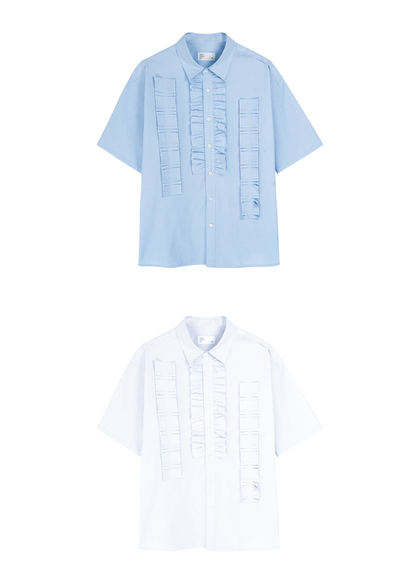 Ruffle Stripe Short Sleeve Shirt