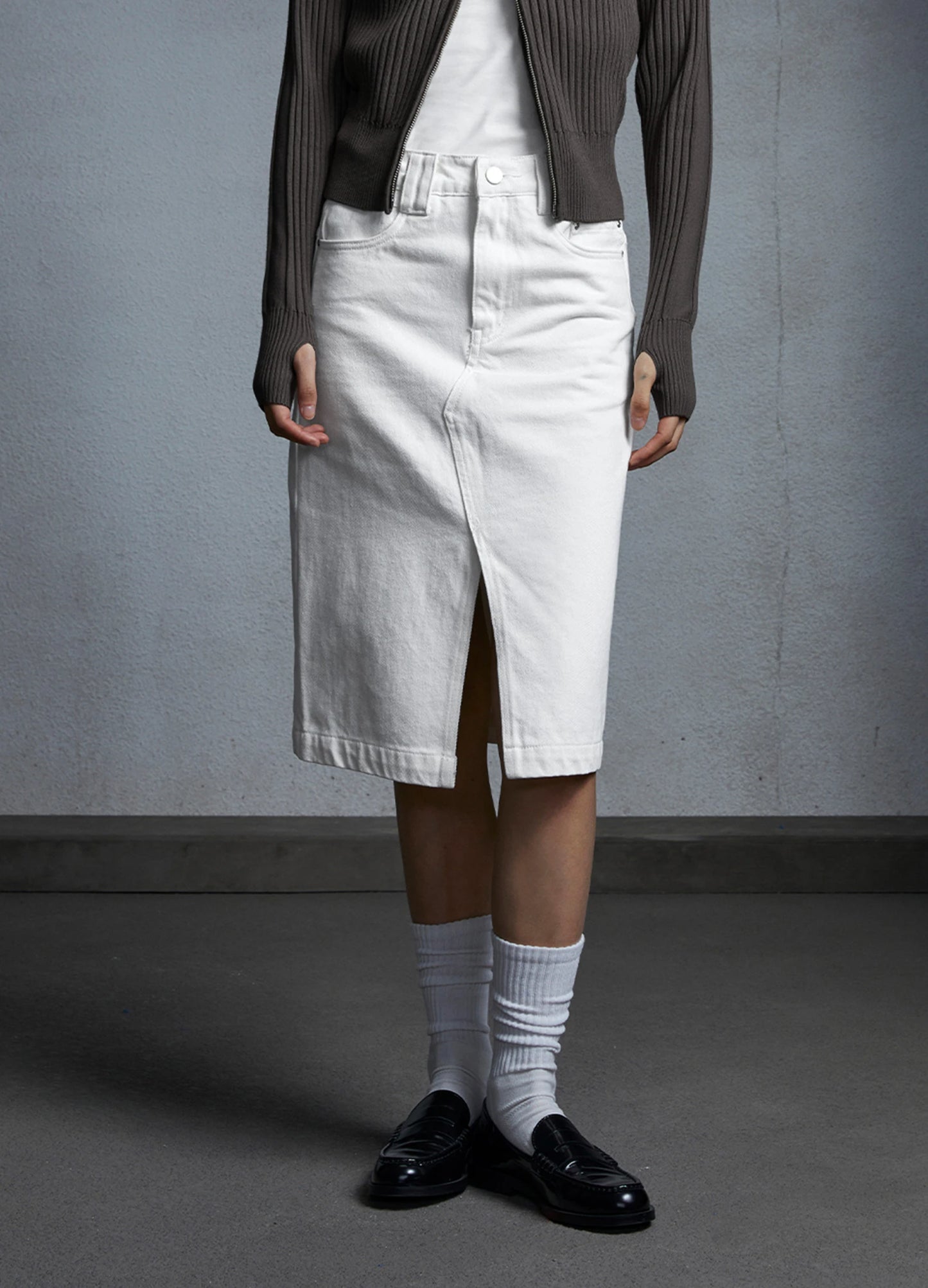 Slit Denim Skirt