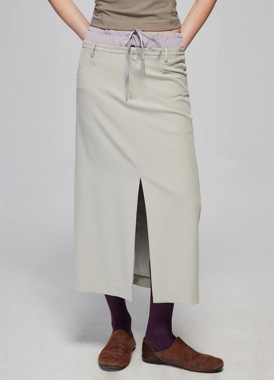 Slit Patchwork Skirt