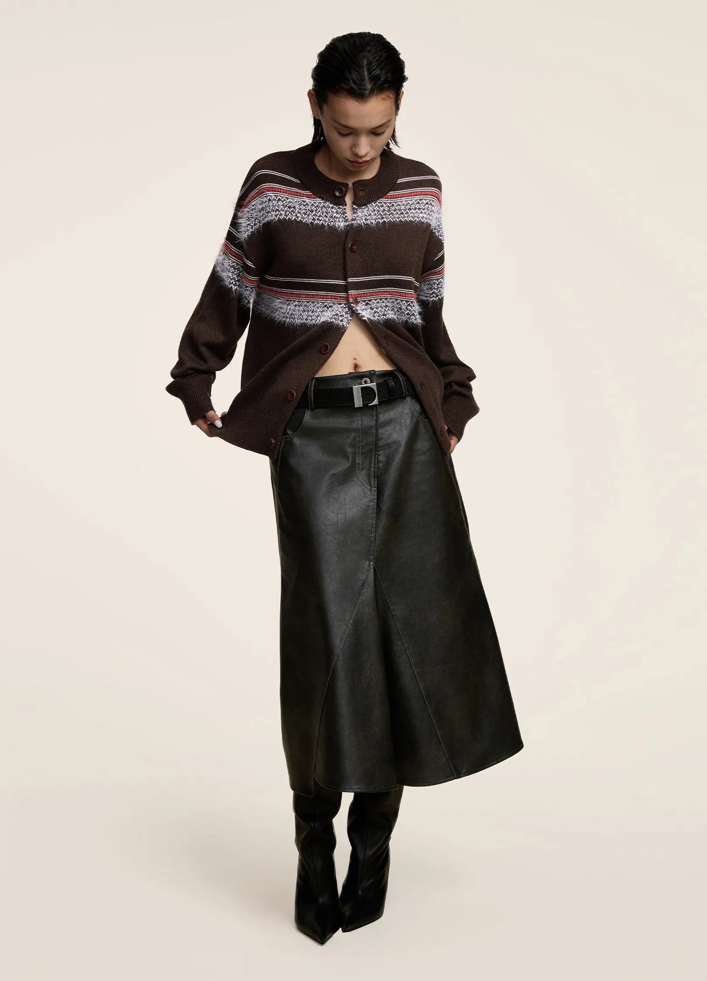 Split PU Skirt