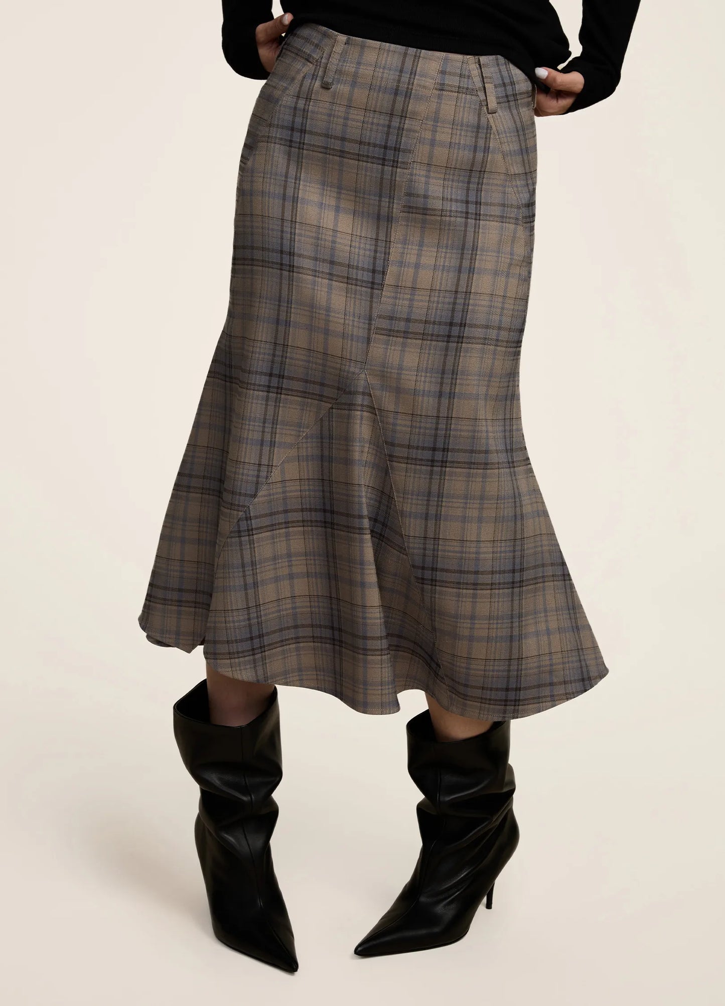 Split Plaid Skirt