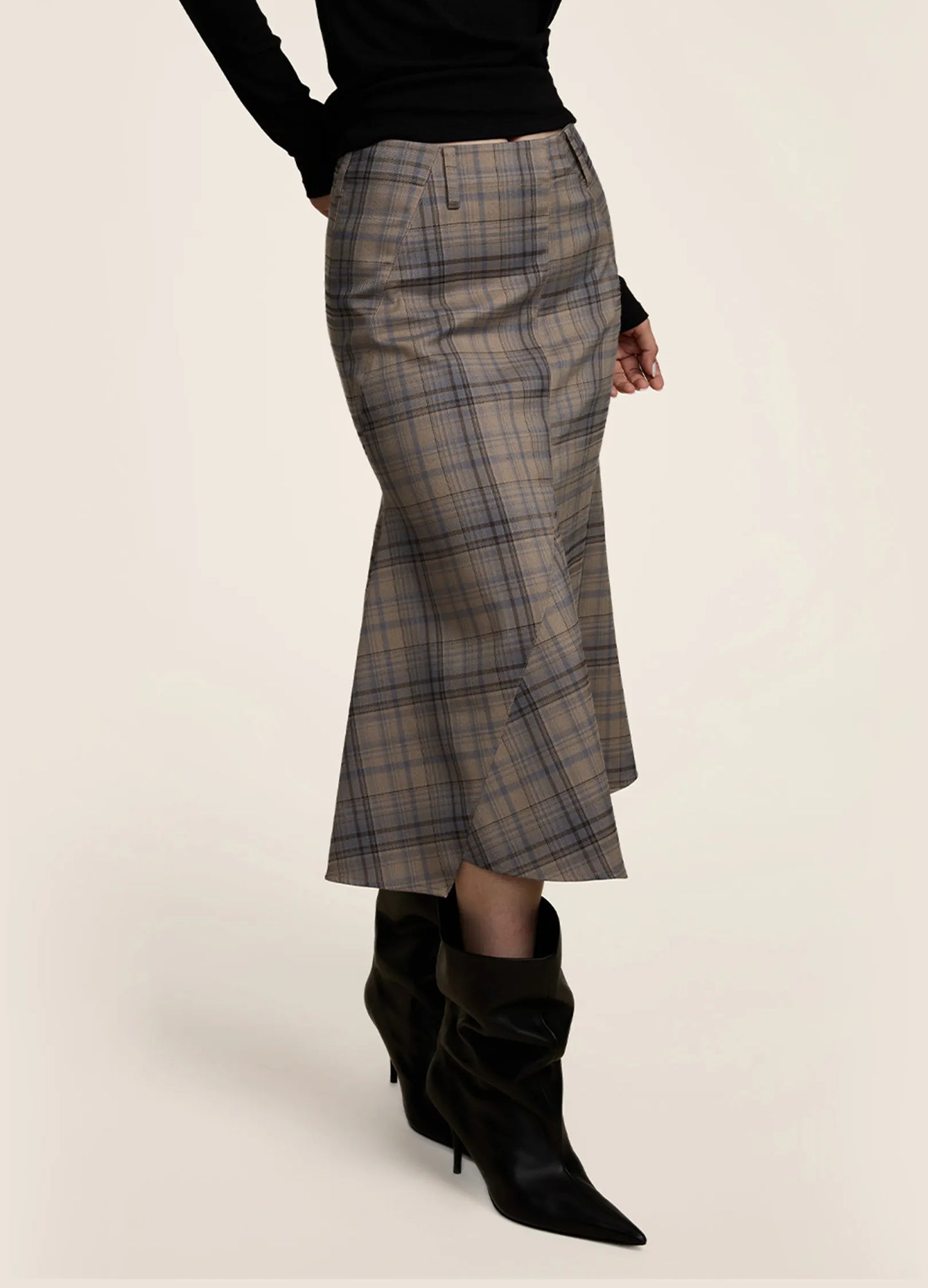 Split Plaid Skirt