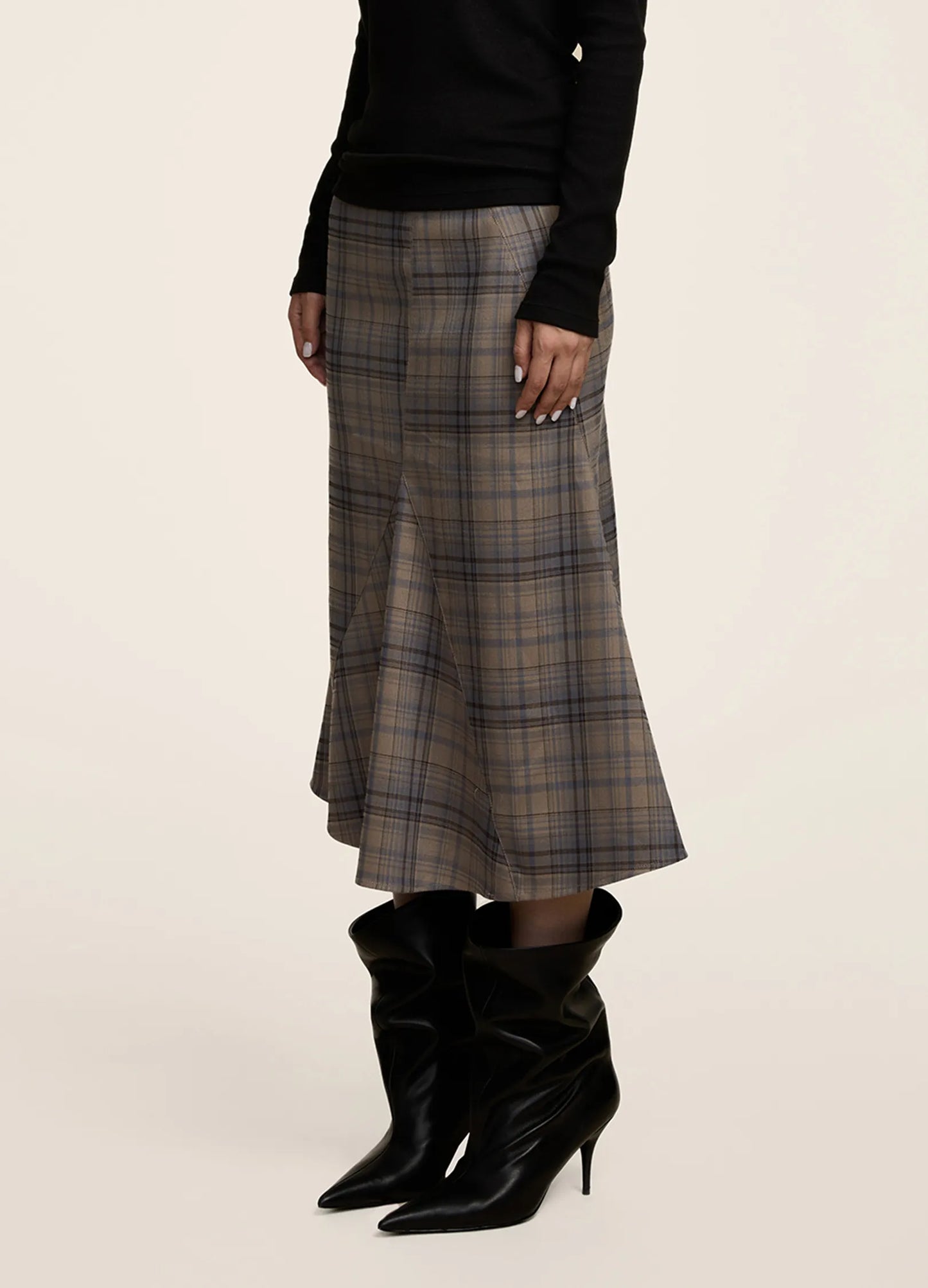 Split Plaid Skirt