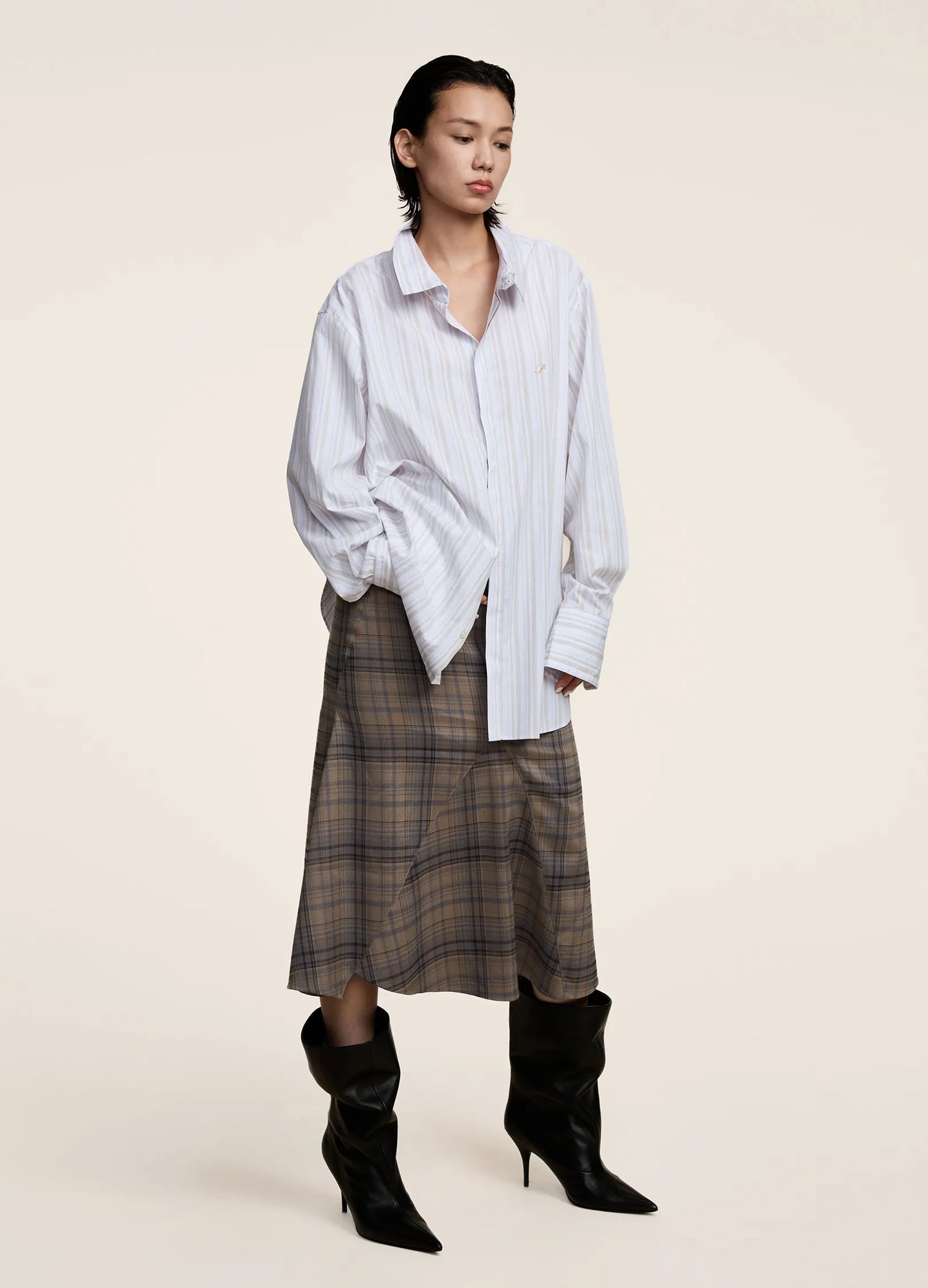 Split Plaid Skirt