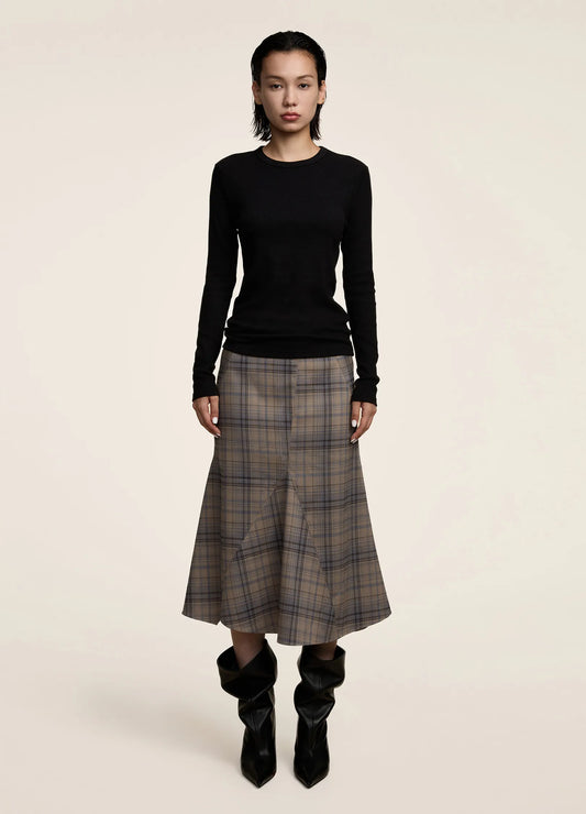 Split Plaid Skirt