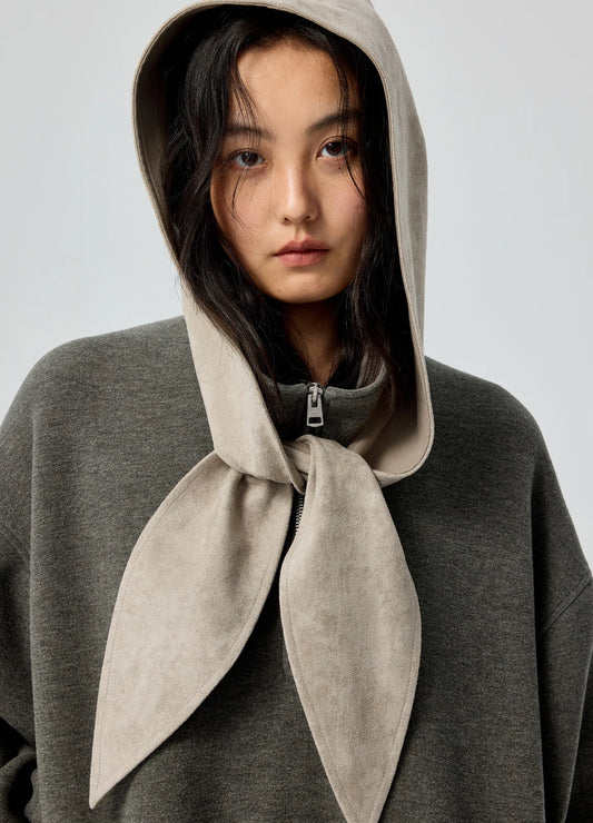 Suede Hooded Scarf
