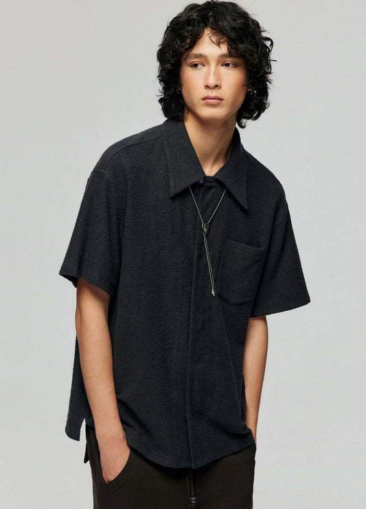 Terrycloth Knit Short Sleeve Shirt
