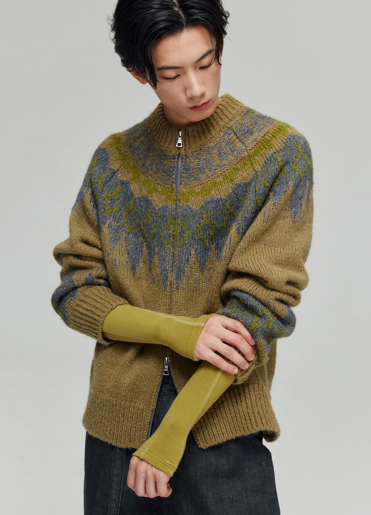 Tartan Wool Zip Sweater