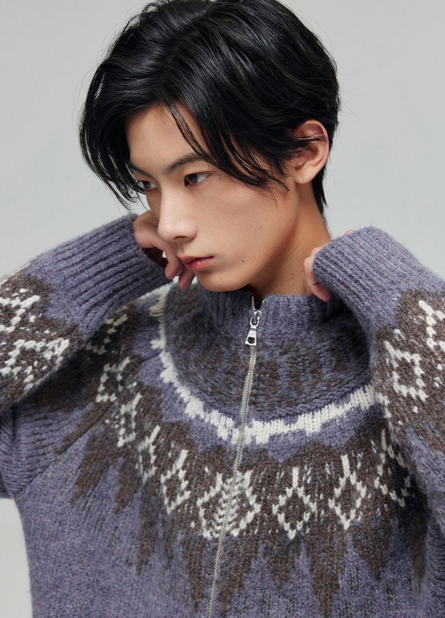 Tartan Wool Zip Sweater