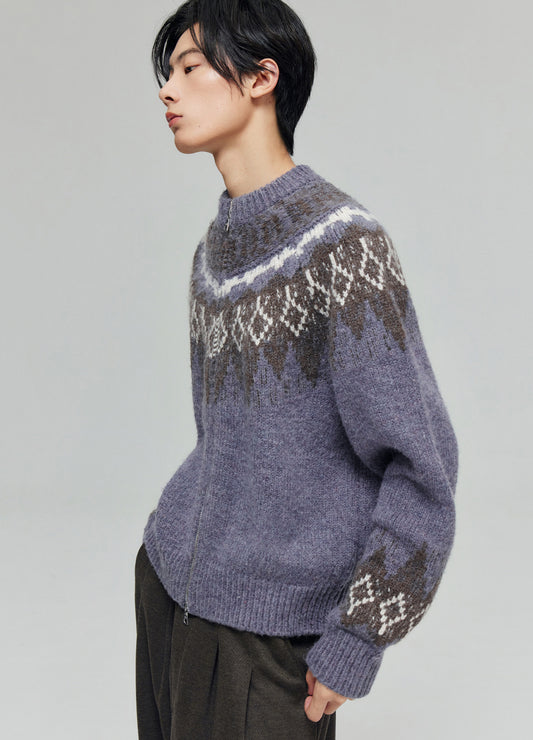 Tartan Wool Zip Sweater