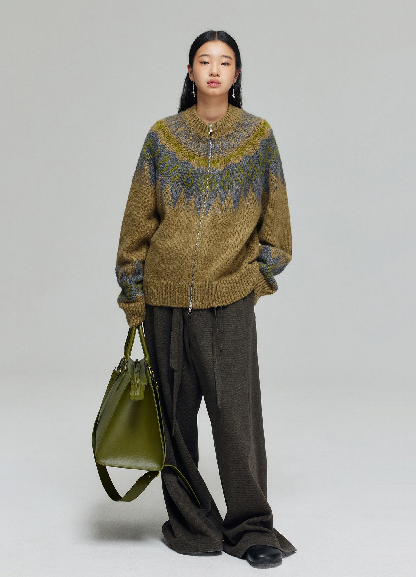 Tartan Wool Zip Sweater
