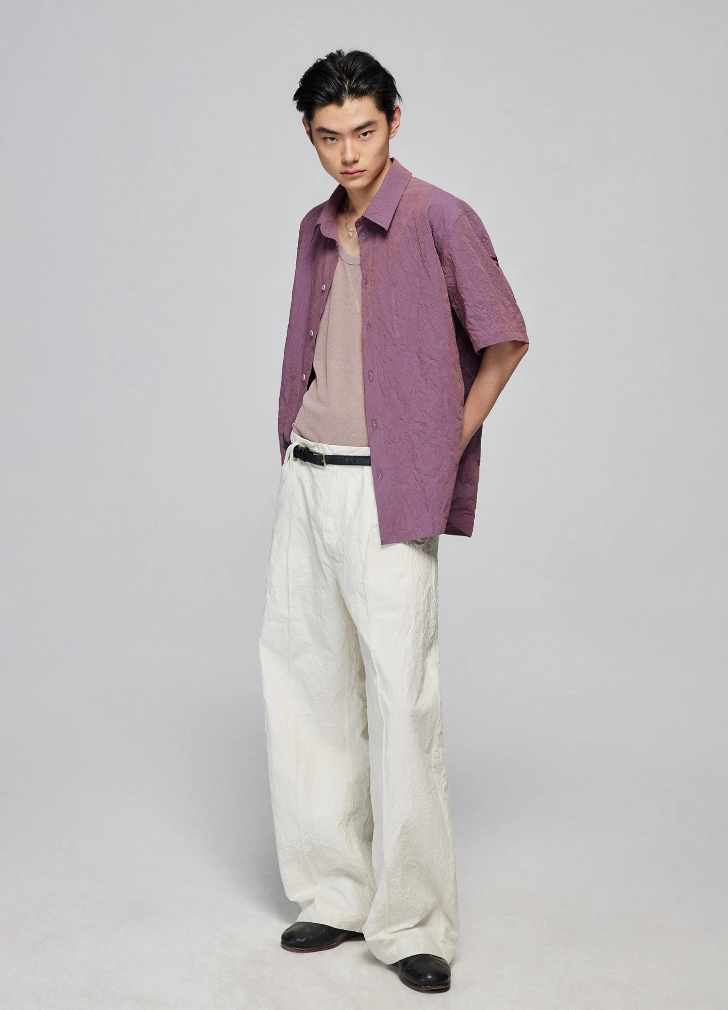 Textured Cotton Loose Shirt