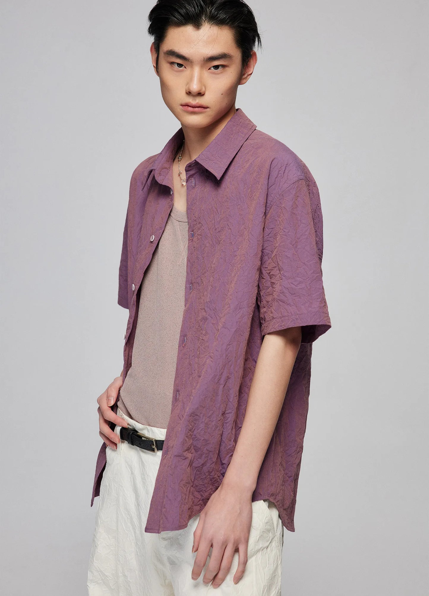Textured Cotton Loose Shirt