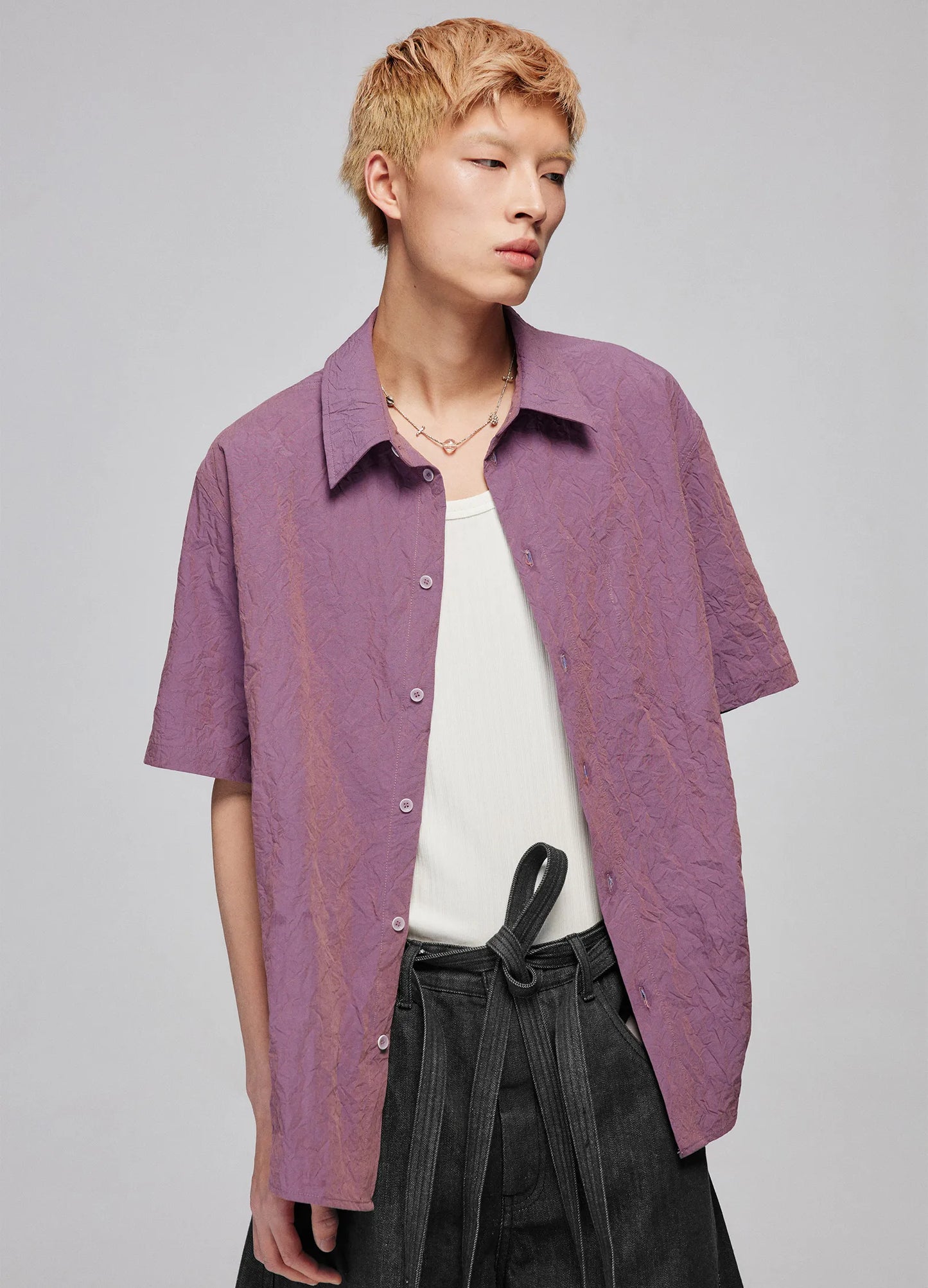Textured Cotton Loose Shirt