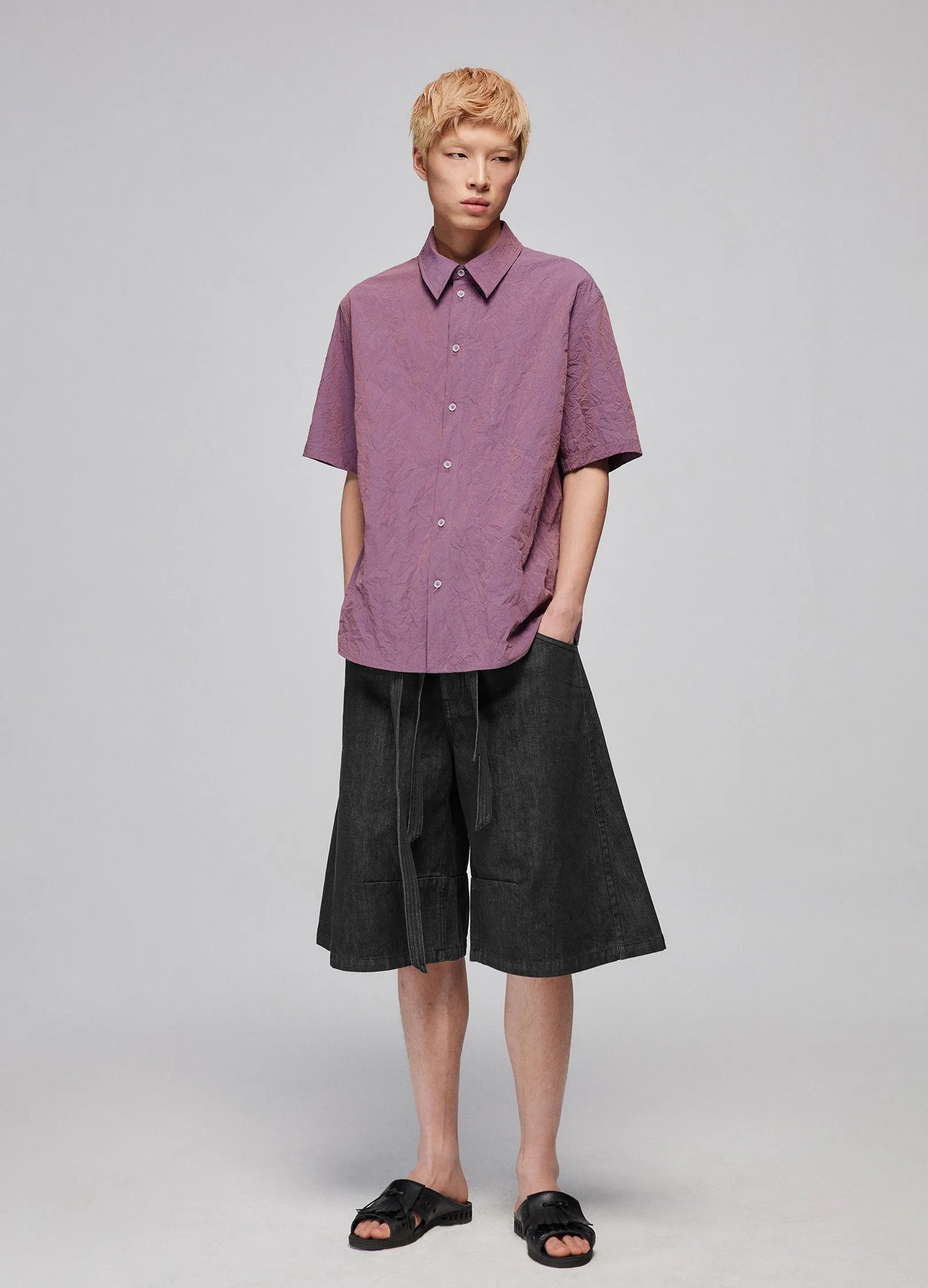 Textured Cotton Loose Shirt