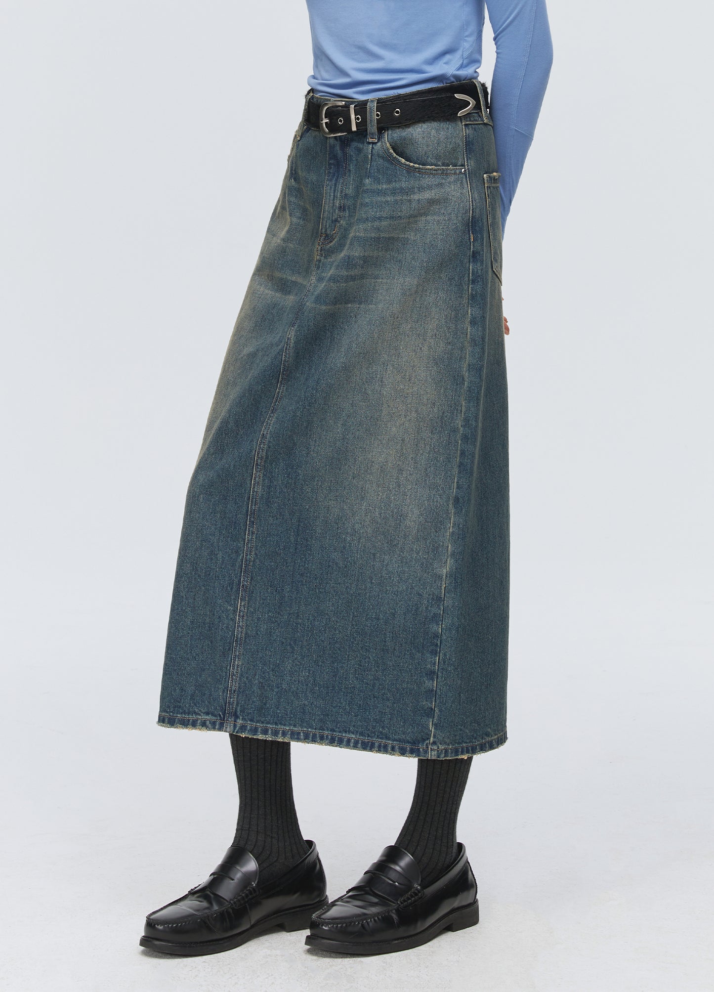 Denim Split Skirt