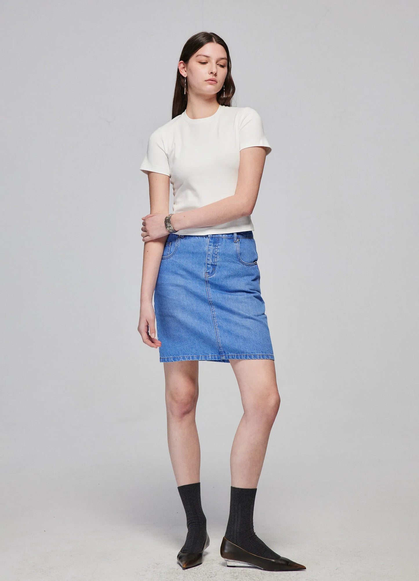 Washed Denim Miniskirt