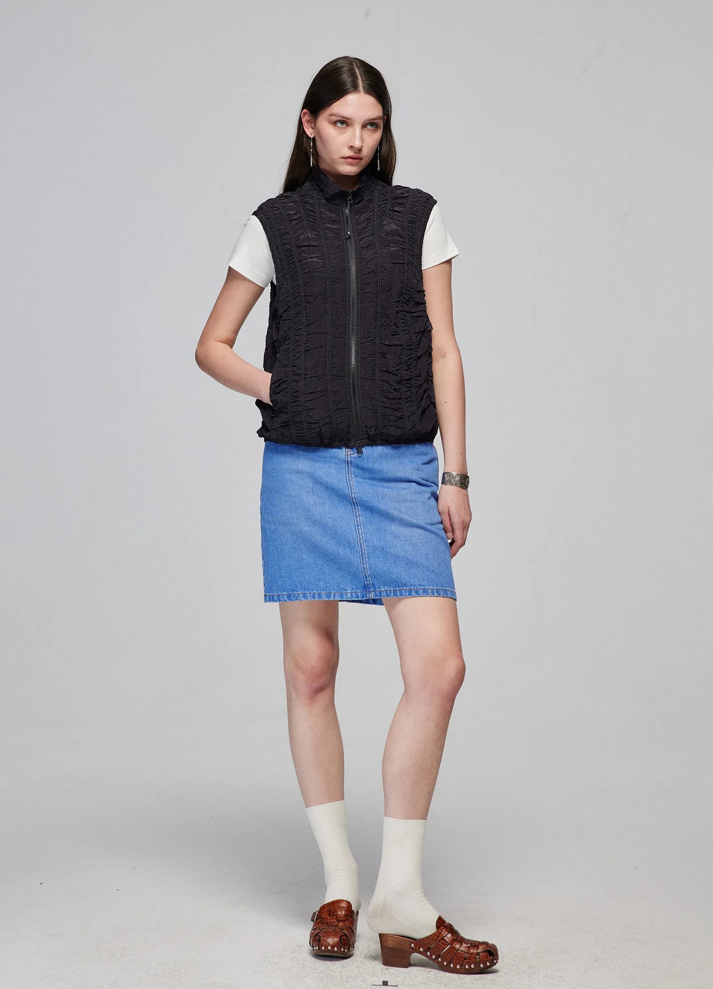 Washed Denim Miniskirt