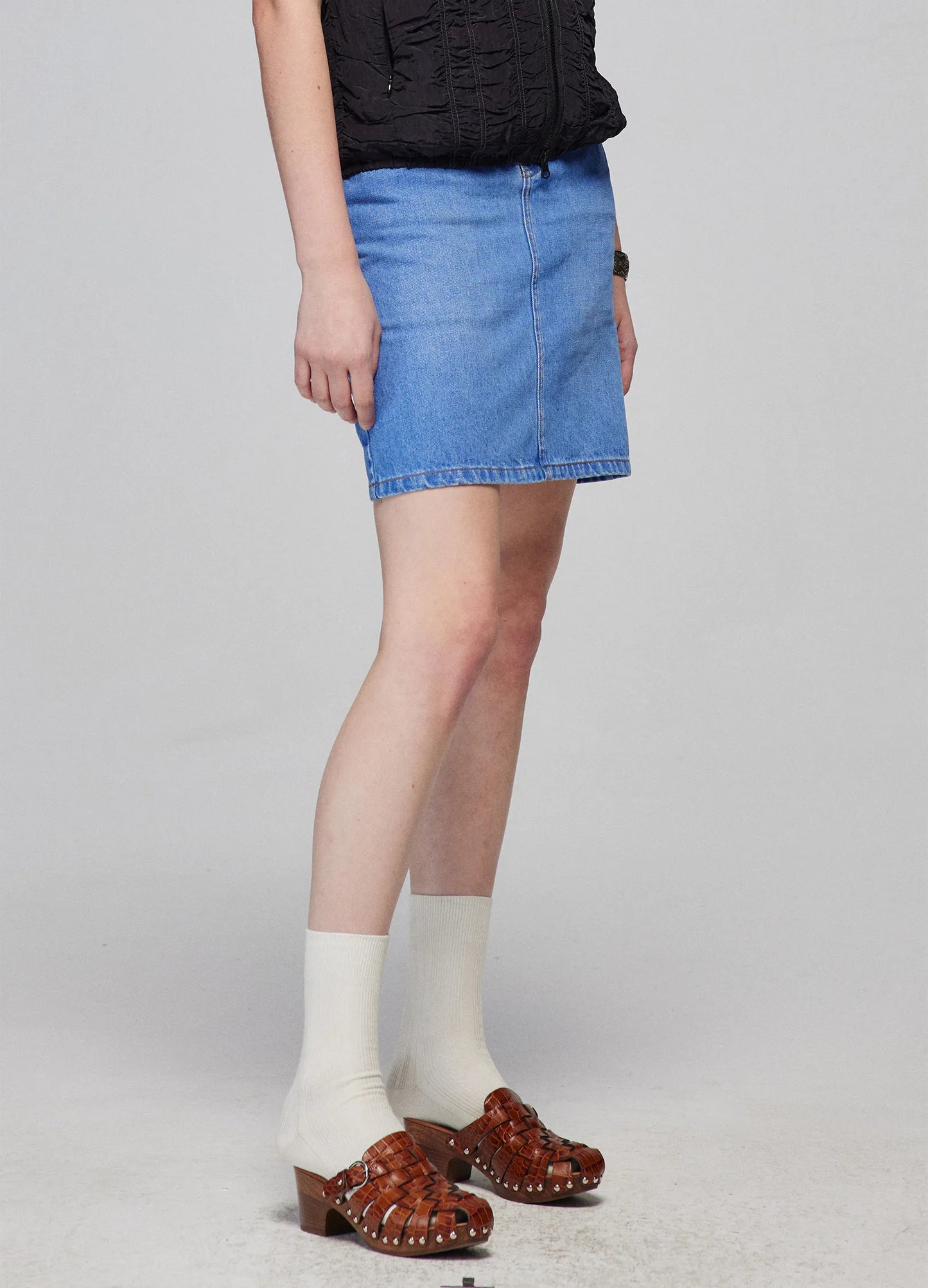 Washed Denim Miniskirt