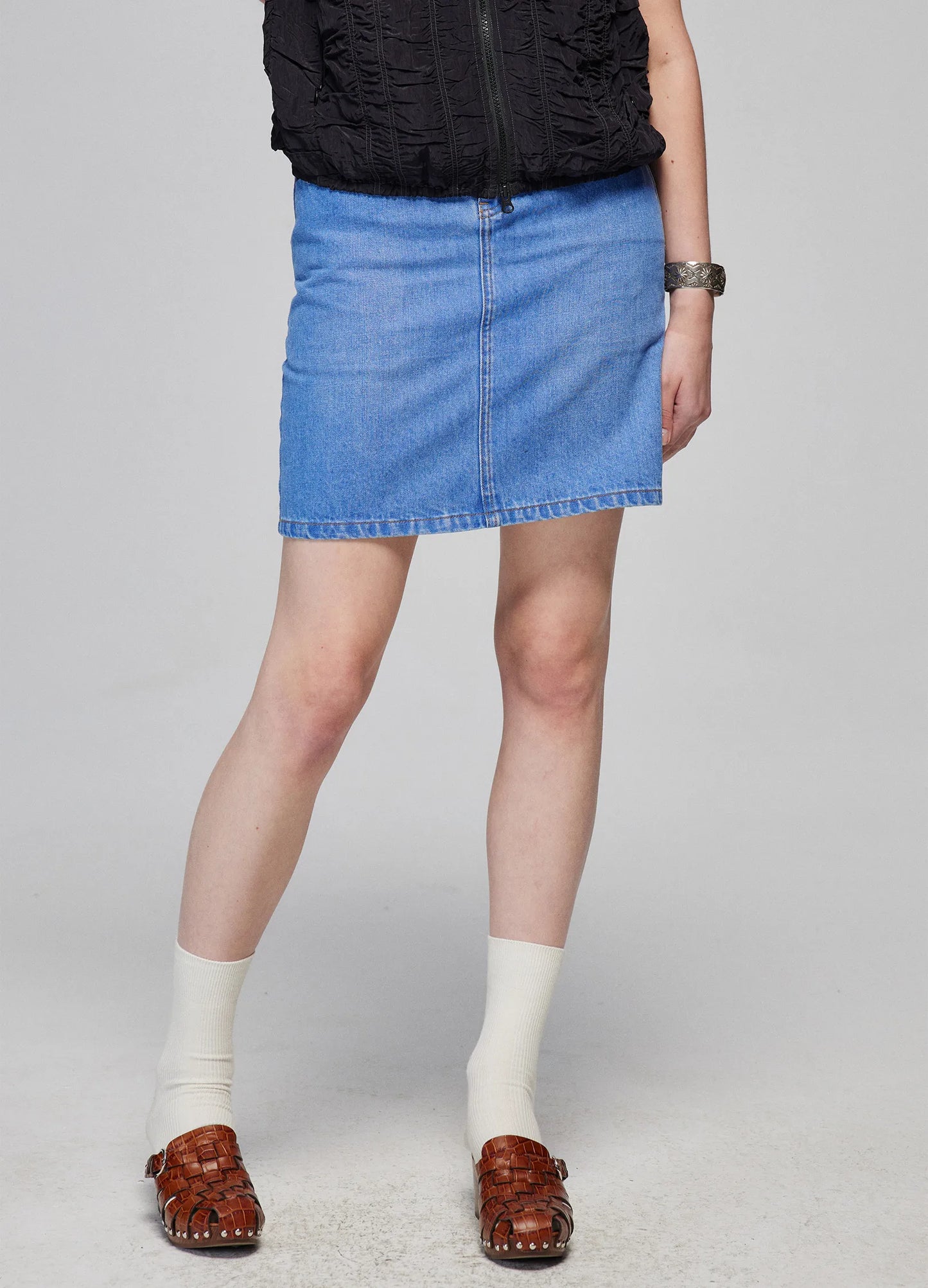 Washed Denim Miniskirt