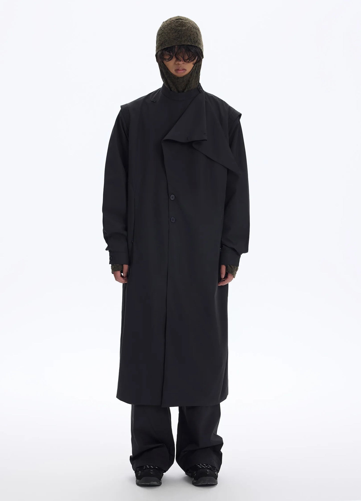 Wave Lapel Trench Coat