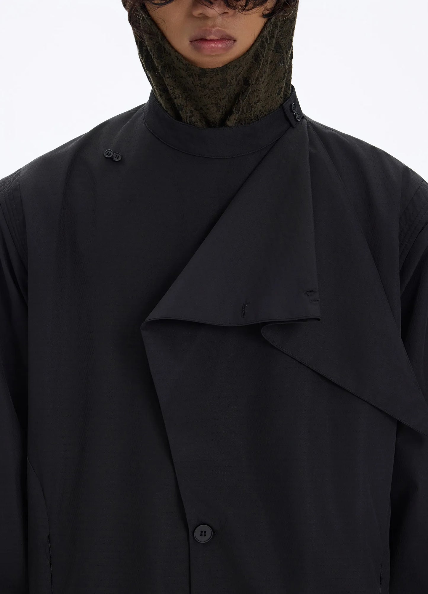 Wave Lapel Trench Coat