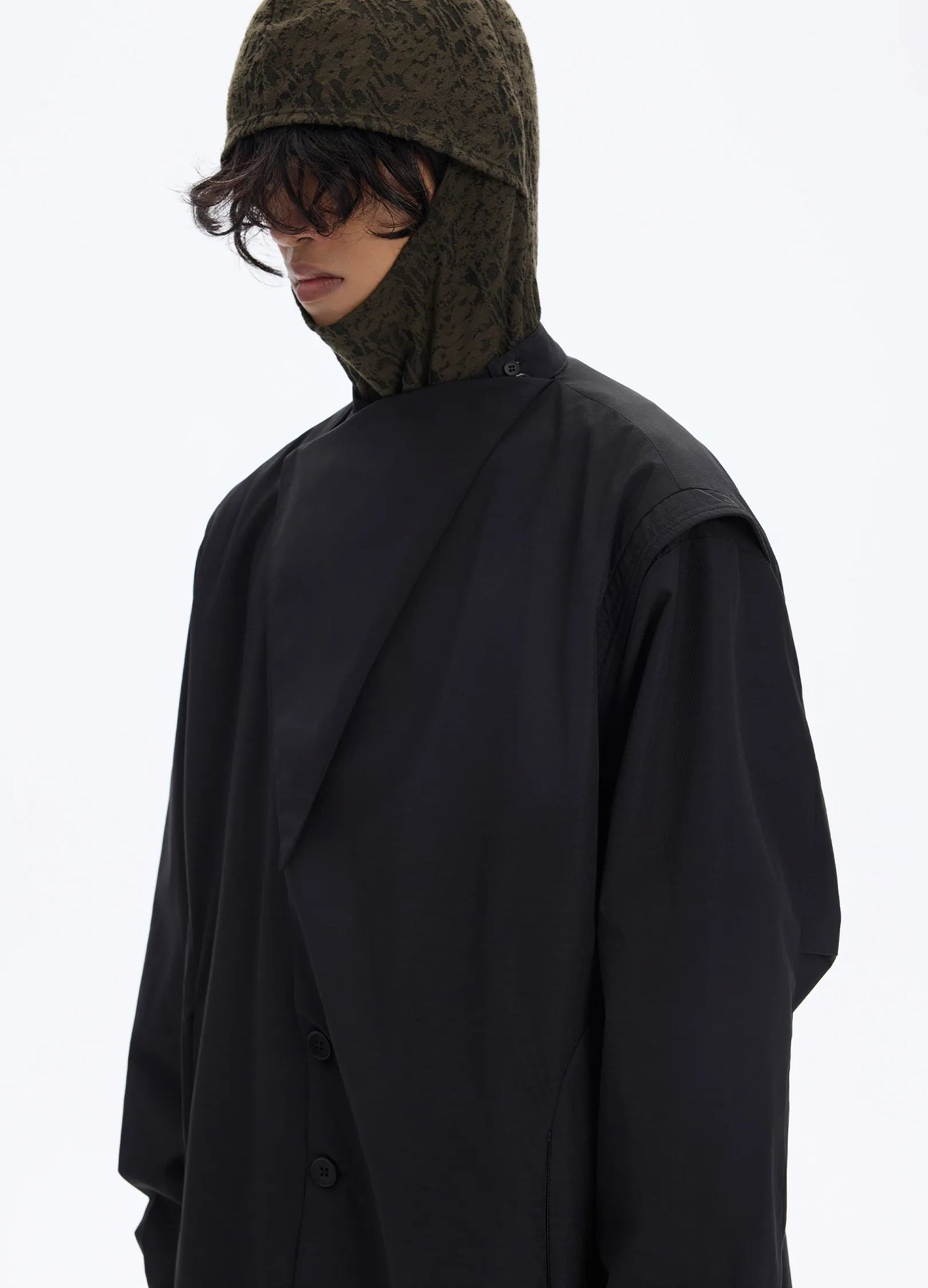 Wave Lapel Trench Coat