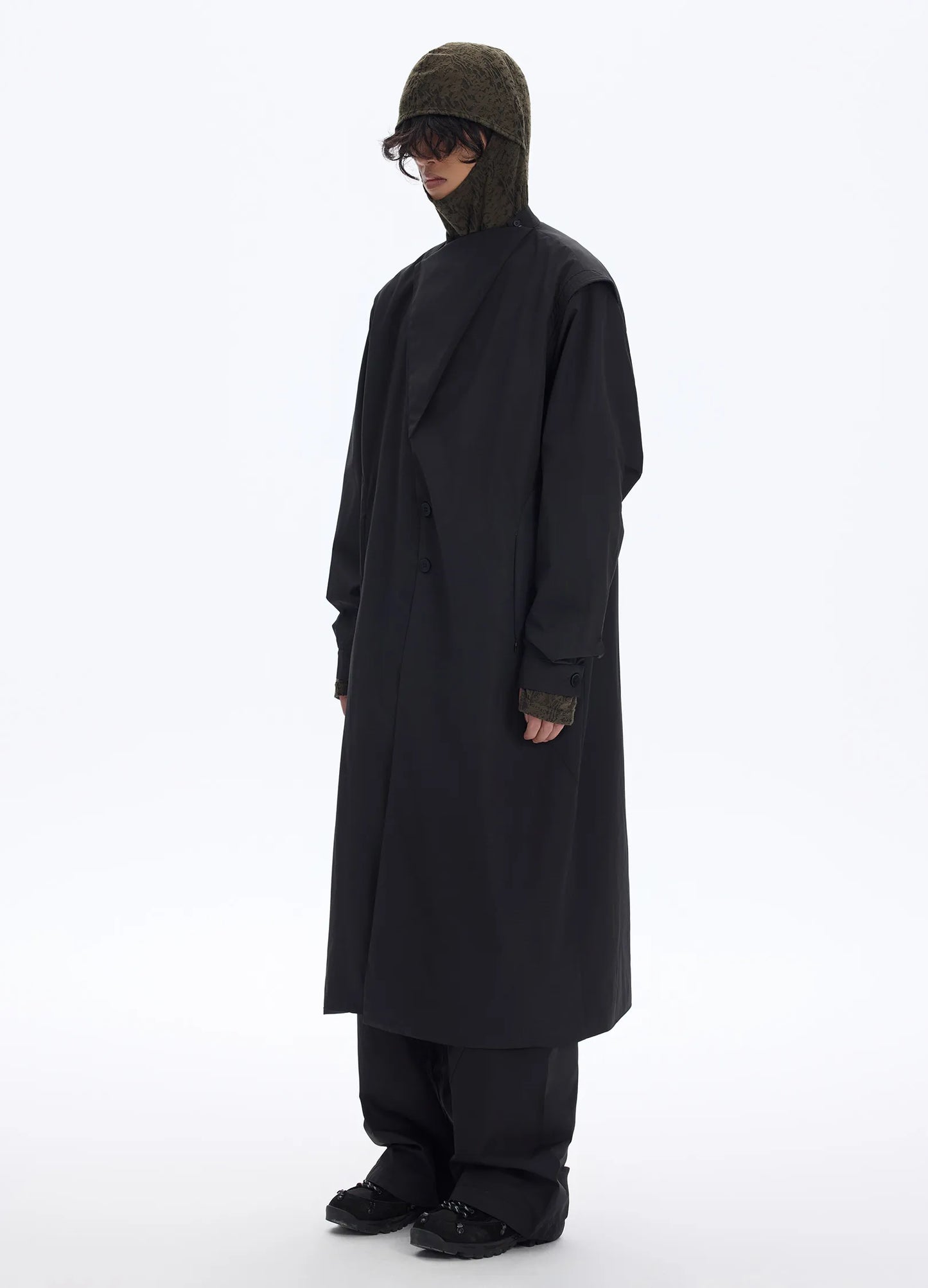 Wave Lapel Trench Coat