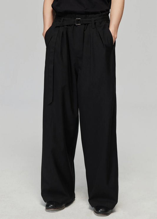 Wide Pleated Stretch Trousers