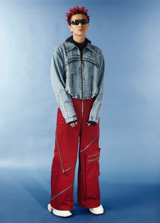Cropped Washed Jeans Jacket