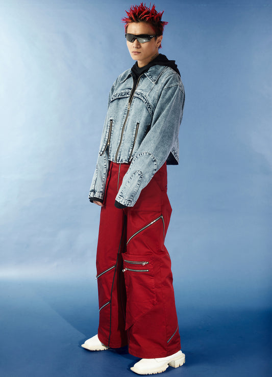 Cropped Washed Jeans Jacket