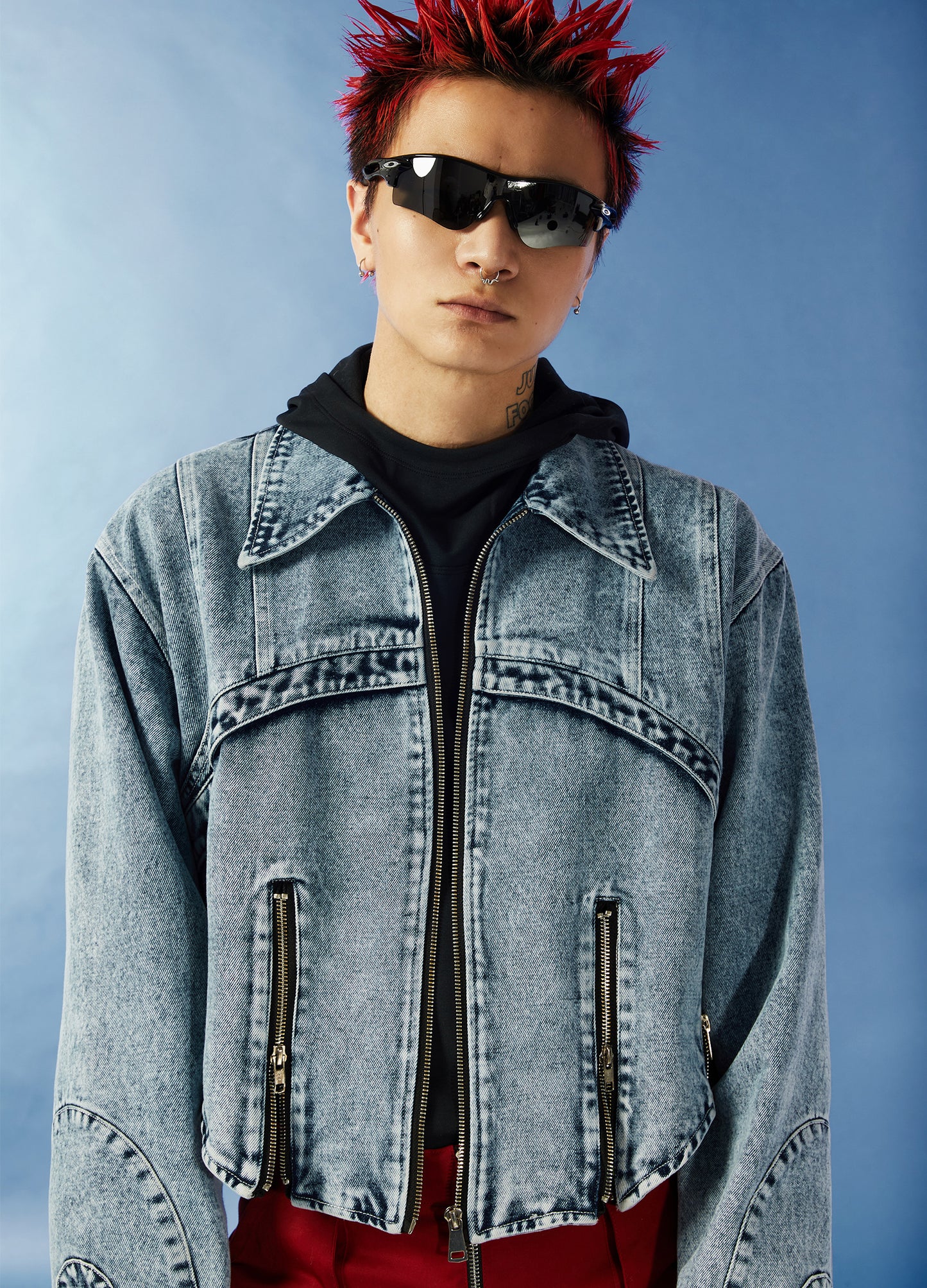Cropped Washed Jeans Jacket