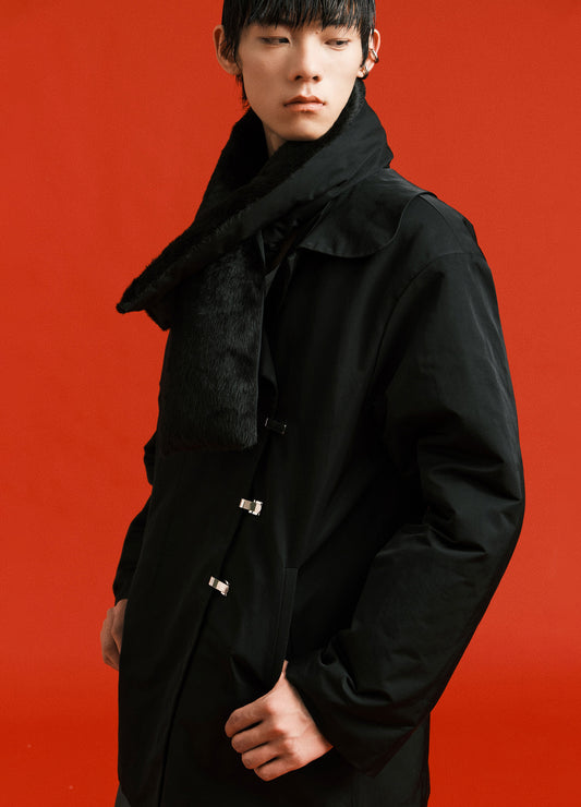 Faux Fur Collar Trench Coat