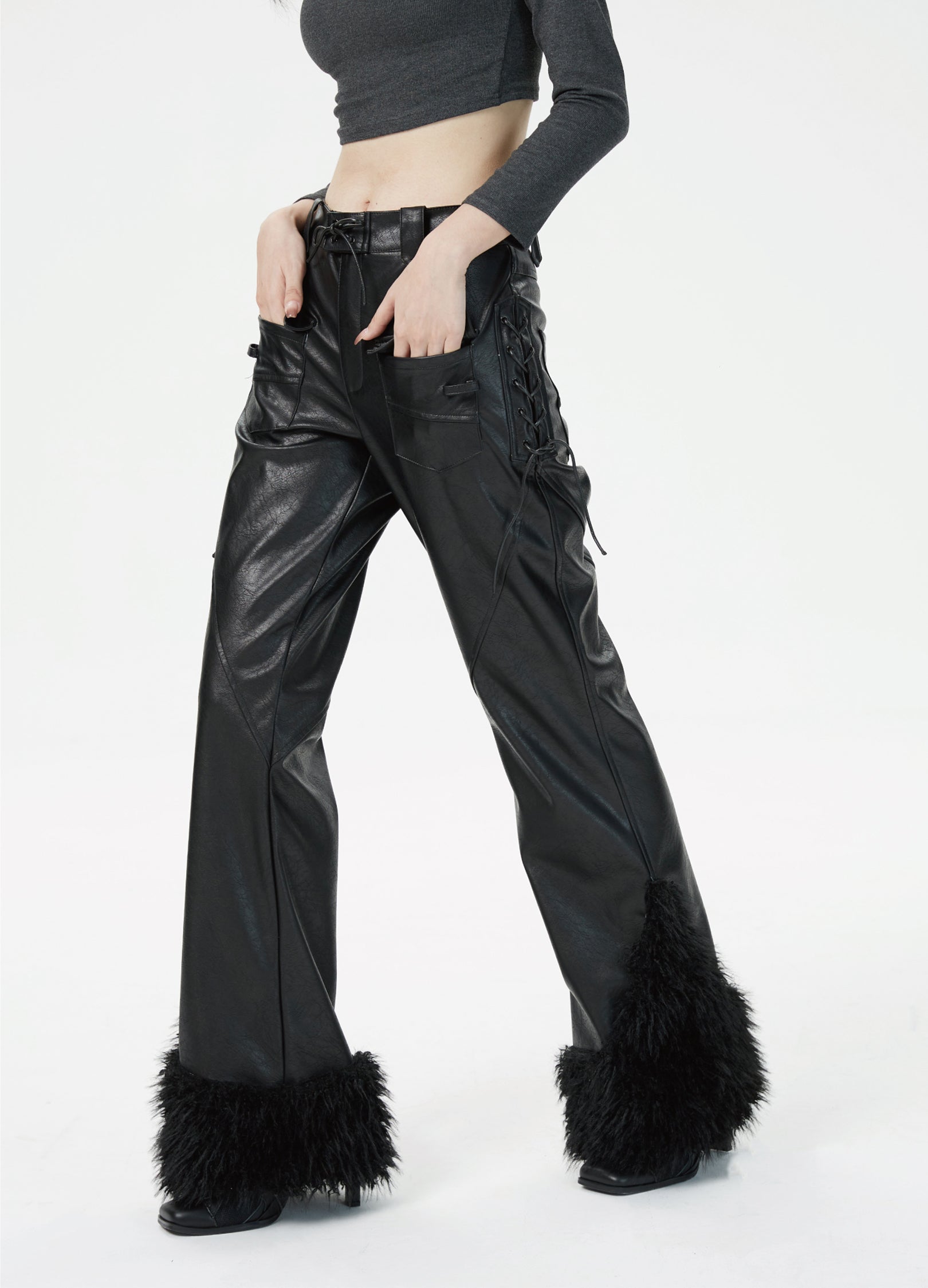 Puffy Flared Leather Trousers – VERSEAS