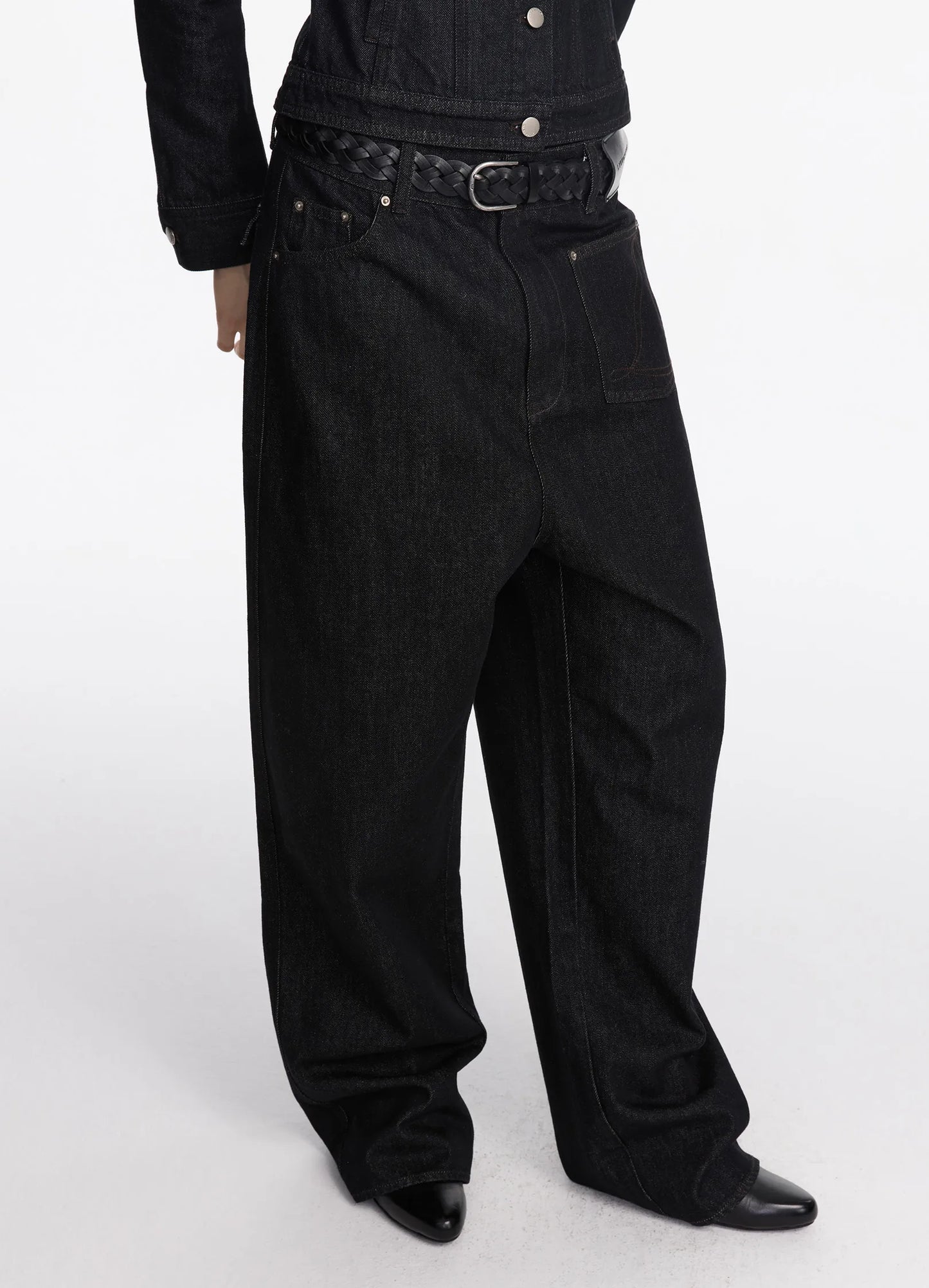 Asymmetric Raw Denim Jeans