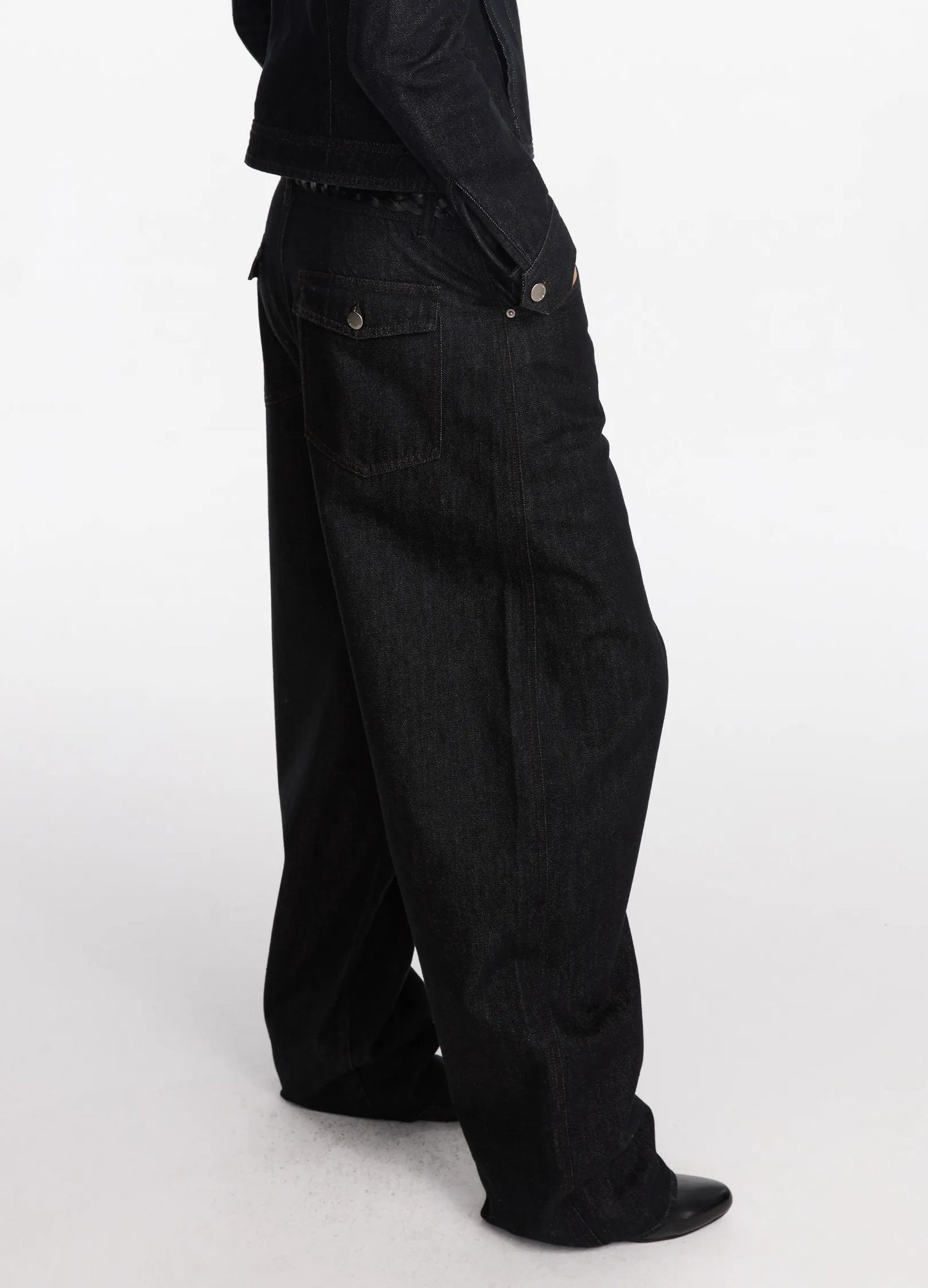 Asymmetric Raw Denim Jeans