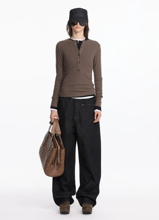 Asymmetric Raw Denim Jeans