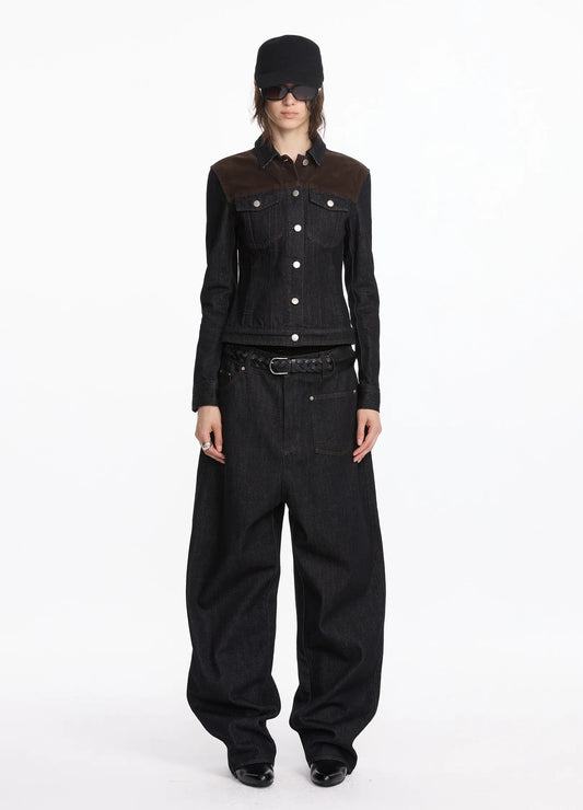 Asymmetric Raw Denim Jeans