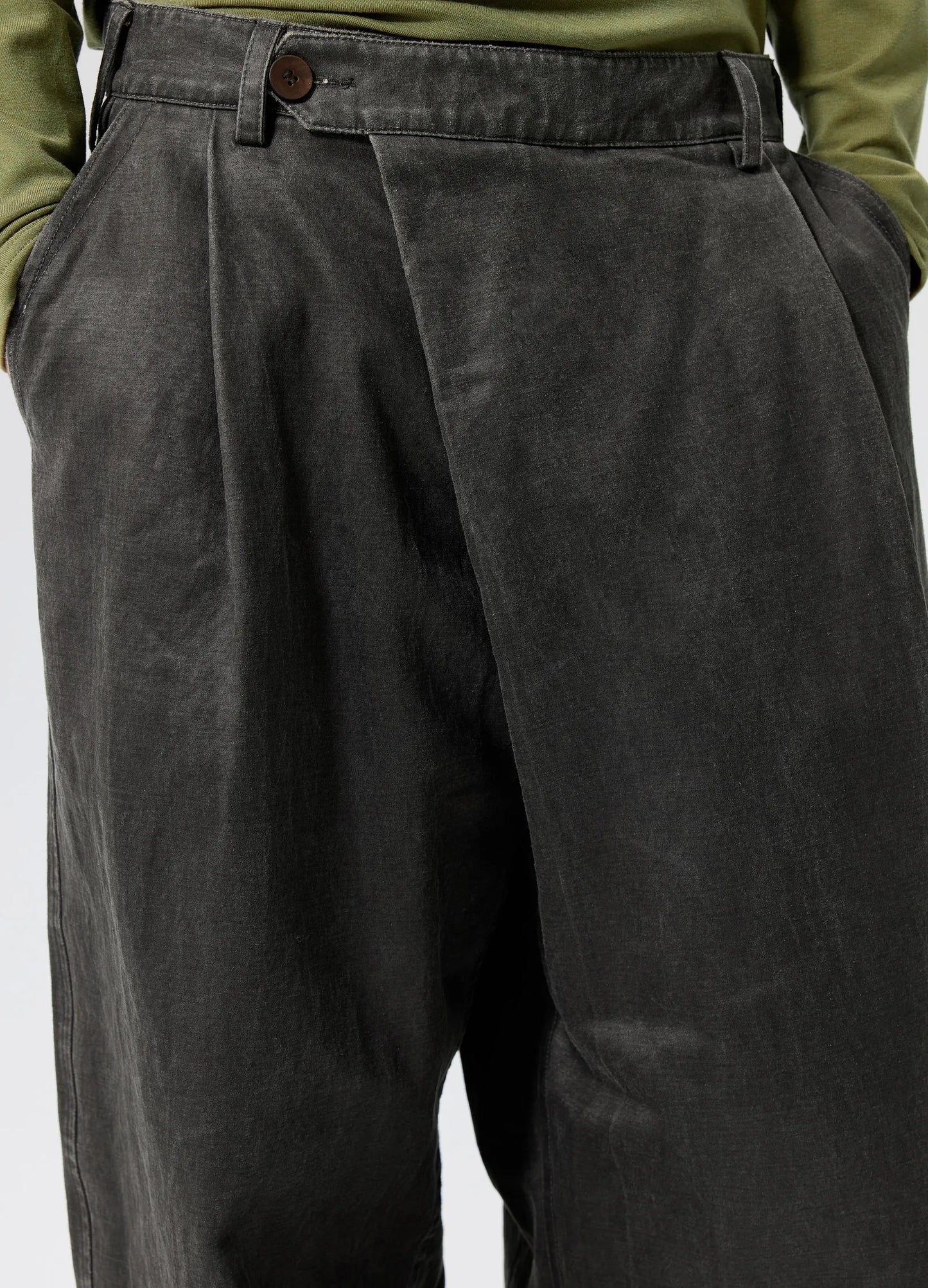 Coated Pleated Trousers