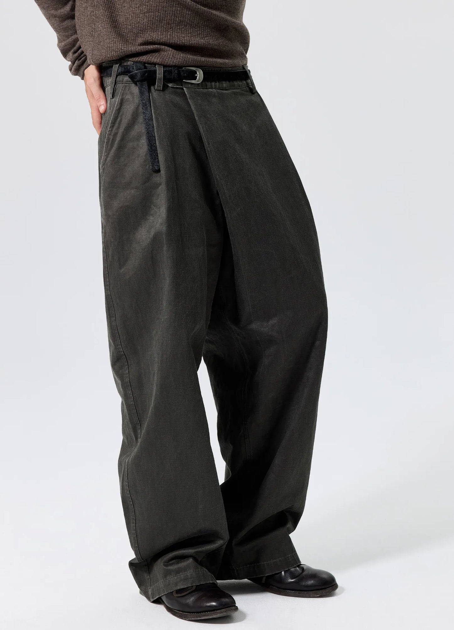 Coated Pleated Trousers