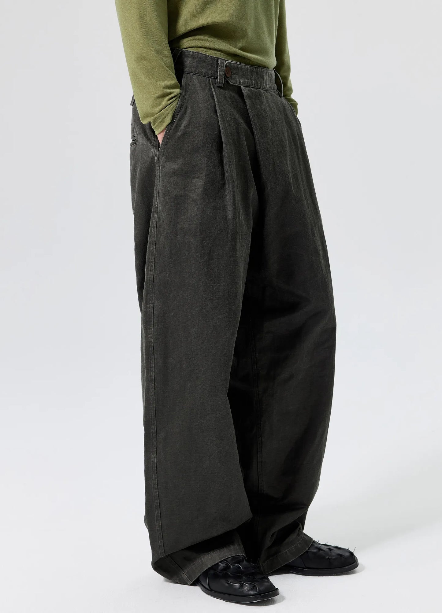 Coated Pleated Trousers