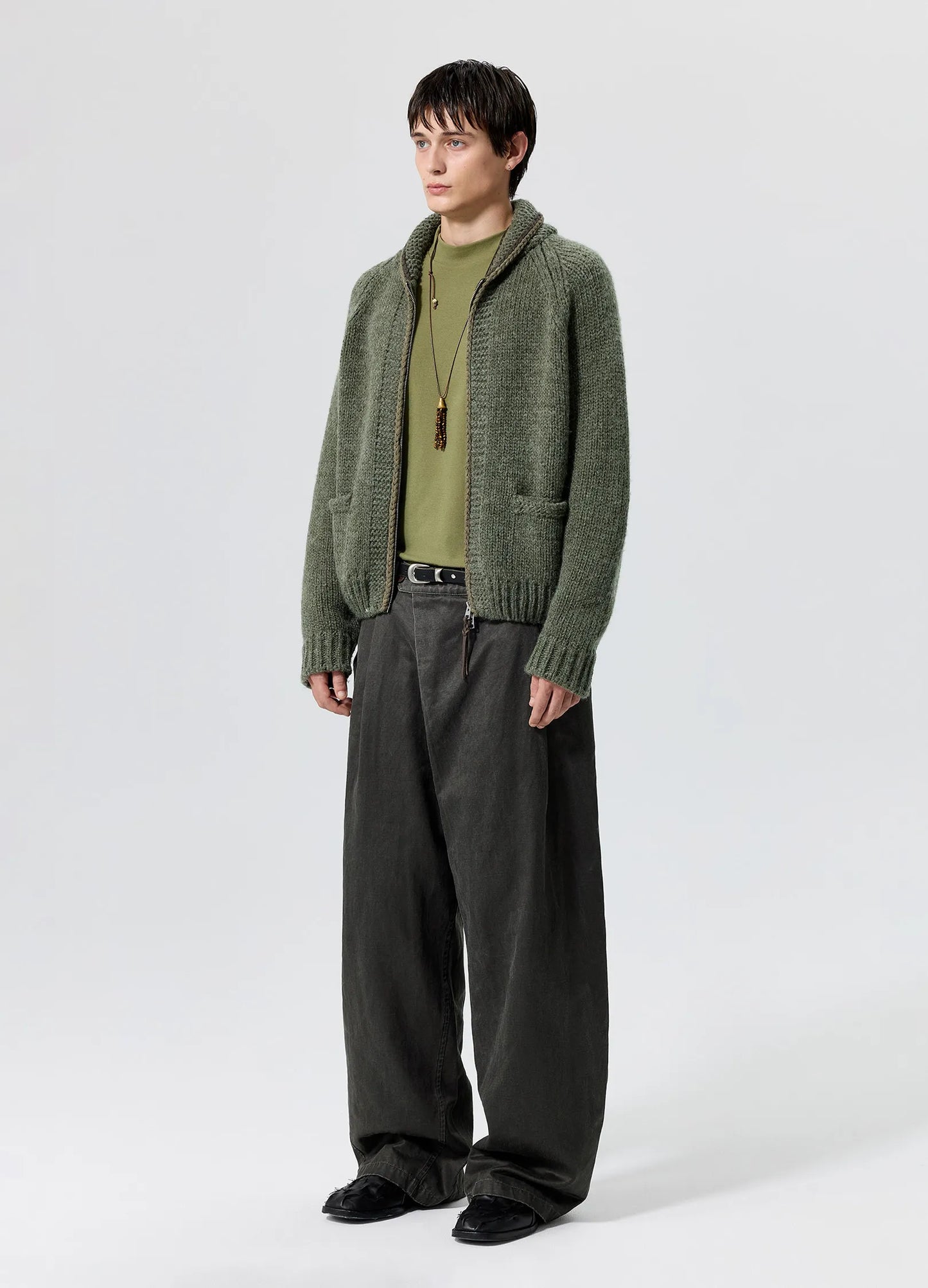 Coated Pleated Trousers