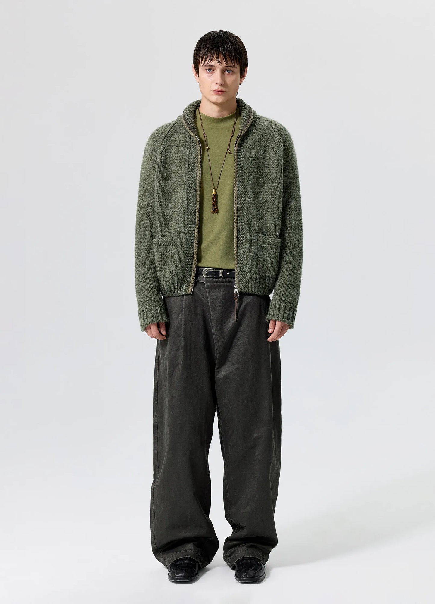 Coated Pleated Trousers