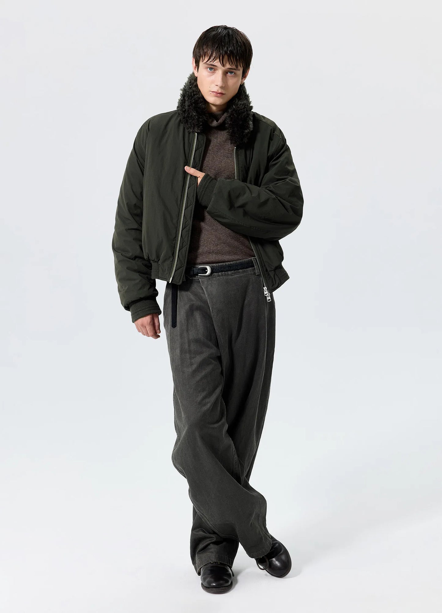 Coated Pleated Trousers